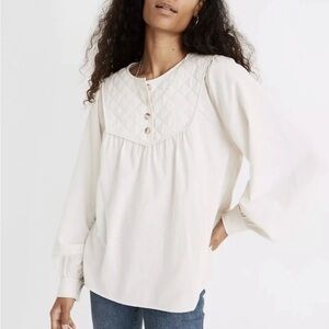Madewell quilted peasant top, size xs.